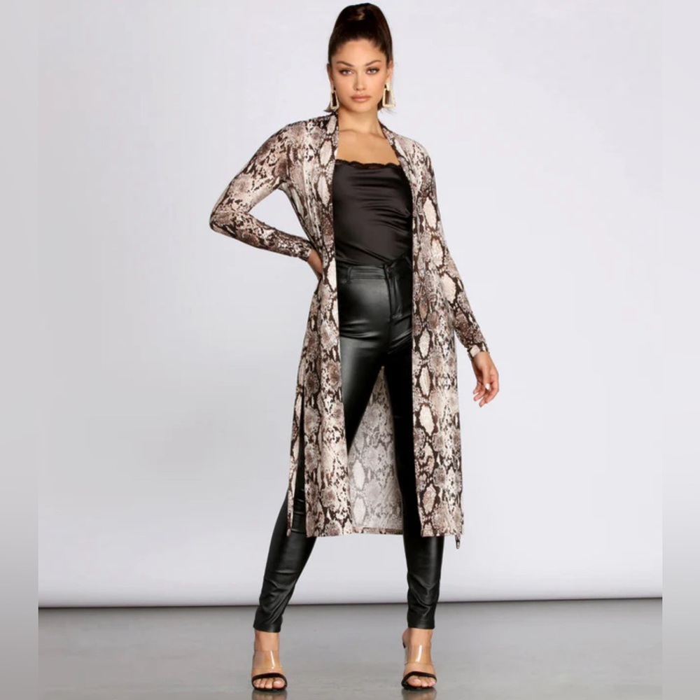 ANDTHEWHY Los Angeles‎ Snakeskin Print Duster size small NWT
